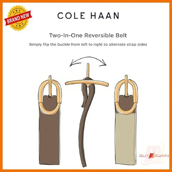 Wide Reversible Leather Belt with Circle Buckle for Dresses & Blazers